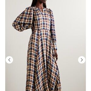 Doên Harlow checked woven midi shirt dress size M